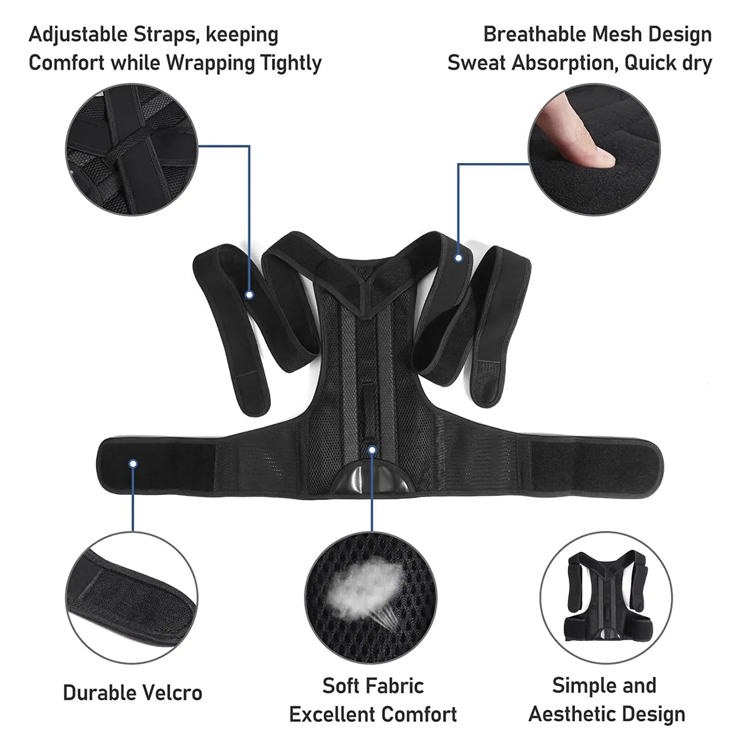 2023 New Back Brace Posture Corrector Shoulder Support Belt Women Men Improve Spine Clavicle Pain Back Vest Posture Corset