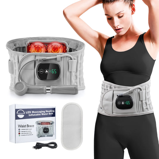 Electric Heating Waist Belt Inflatable Lumbar Protector Back Decompression Support Brace Infrared Vibration Massage Pain Relief