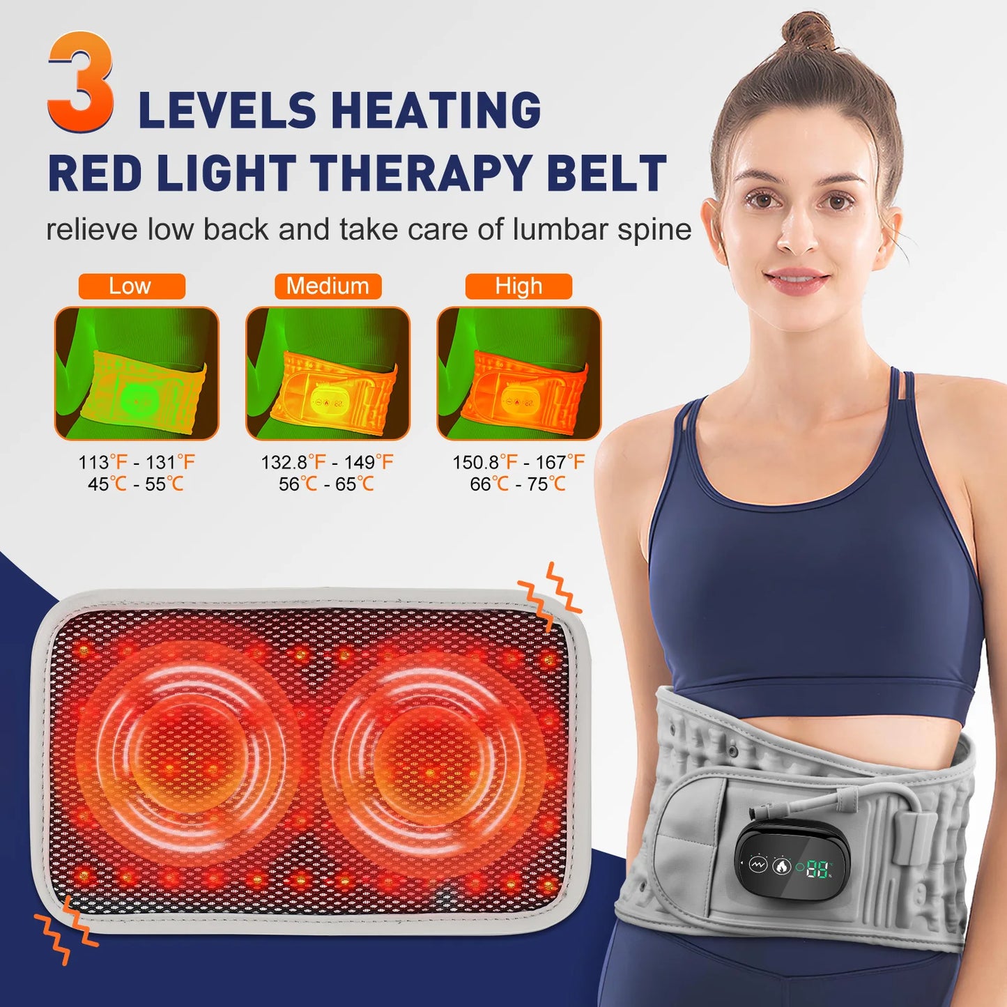 Electric Heating Waist Belt Inflatable Lumbar Protector Back Decompression Support Brace Infrared Vibration Massage Pain Relief